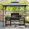 Outdoor BBQ Grill Gazebo 8x5 ft with 2-Tier Canopy and Side Shelves Hooks, Bottle Opener
